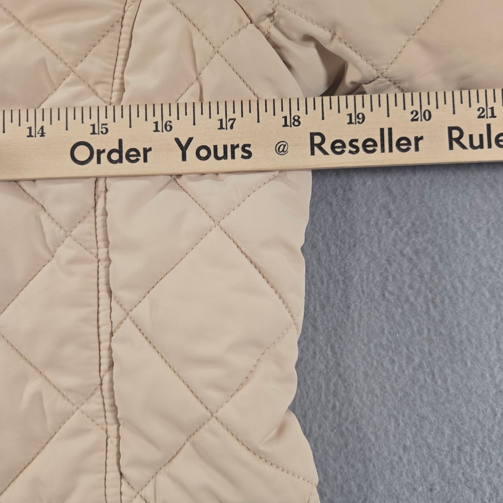 J.Crew Excursion Quilted Jacket Womens Small Tan Beige Gold Snap E2004 - Picture 8 of 8